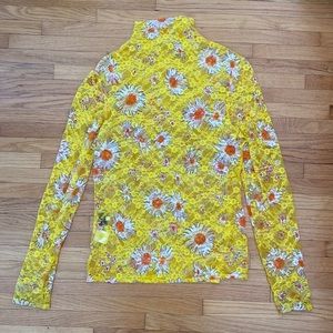 Collina Strada stretchy yellow lace coral print top